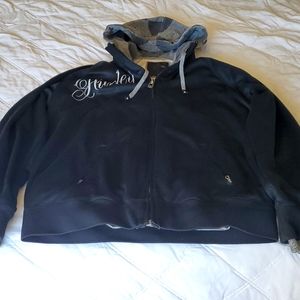 Mens XL Hurley 2 in 1 jacket, Black jacket and grey hoodie fully removable